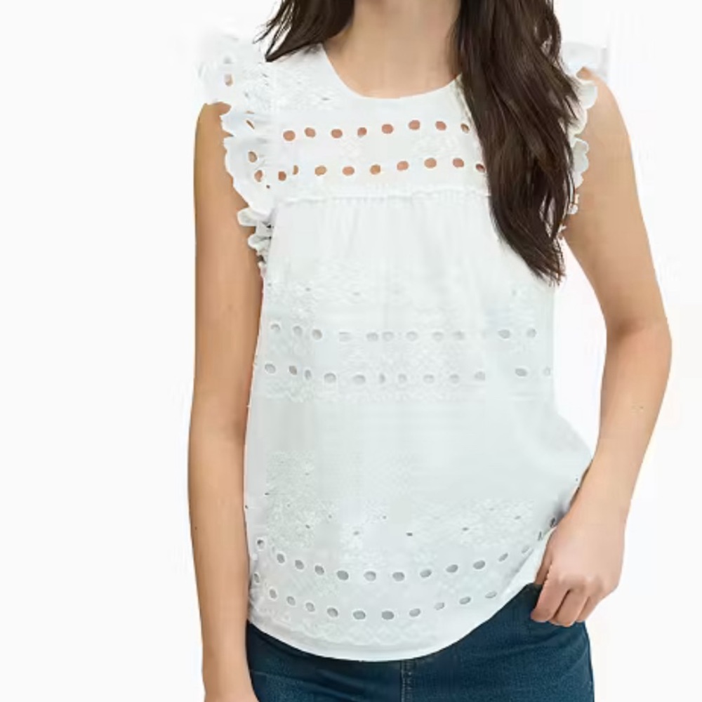 NWT Kate Spade eyelet ruffle shell top